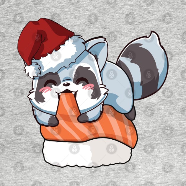 Racoon Salmon Sushi Christmas by Myanko